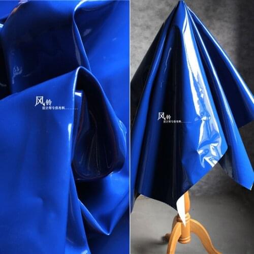 Gloss Synthetic Leather PU Fabric Stiff Tpu Blue Sewing Crafting DIY Projects Bags Jacket Costume Dress Designer Fabric
