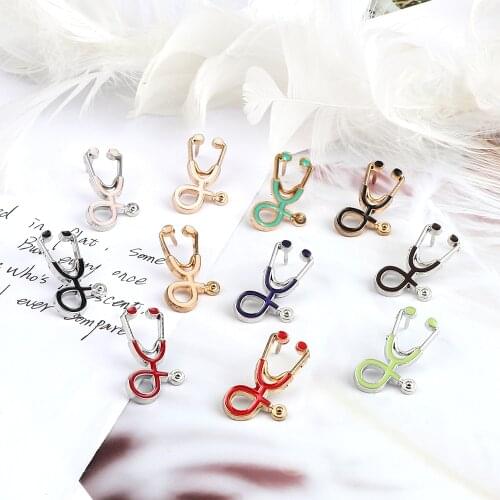 Colored Medical Brooch Badge Pin Stethoscope Nurse Doctor Coat bag Jewelry Gift Collect pin button Worker women man Accessories