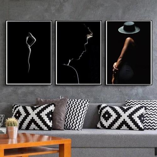 Black and White Poster Sexy Nude Women Body Art Canvas Painting Wall Art Prints Wall Pictures for Living Room Home Decor