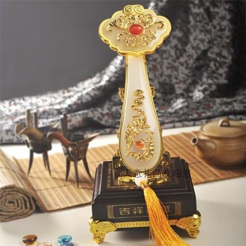 GOOD gift # 2020 office home Mascot efficacious Talisman Money Drawing Fortune Golden white JADE RUYI FENG SHUI Sculpture statue
