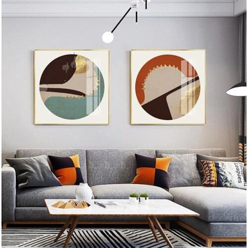 Exquisite Circular Abstract Geometric patchwork modern decorative Painting Canvas Wall Art Poster for Home hotel office decor