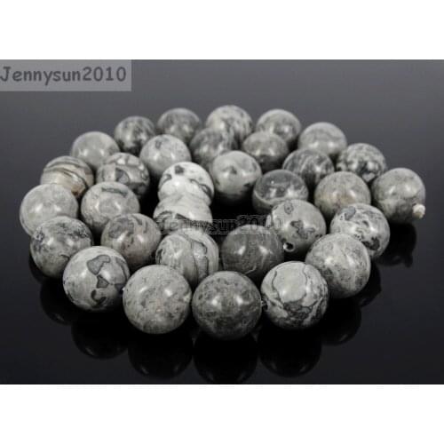 Natural Landscape Jas-per 12mm Gems stones Round Ball Loose Spacer Beads 15'' 5 Strands/ Pack