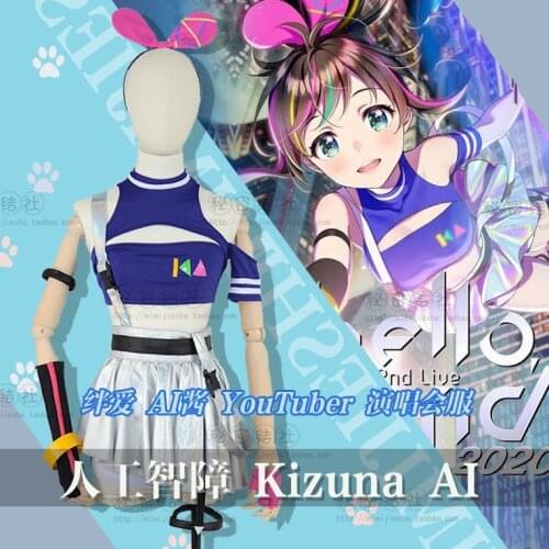 Kizuna AI Cosplay Costume YouTuber Concert A.I.Channel Outfit Uniform Dailydress Halloween Carnival Party Suit Women Custom Made