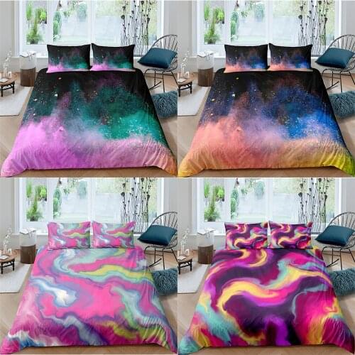2021 Galaxy Starry Sky 3D Bedding Sets Colorful Marble Print Duvet Cover with Pillowcase Set Queen King Twin Size Home Decor