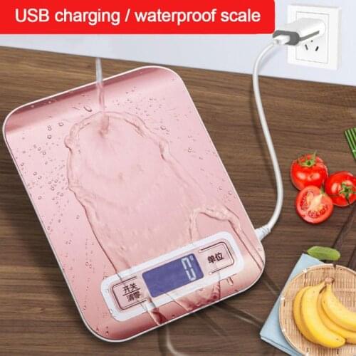 5kg~10kg/1g Kitchen Scale Stainless Steel Digital Electronic Food Diet Scale Baking Electronic Scale USB Rechargeable LCD Scale