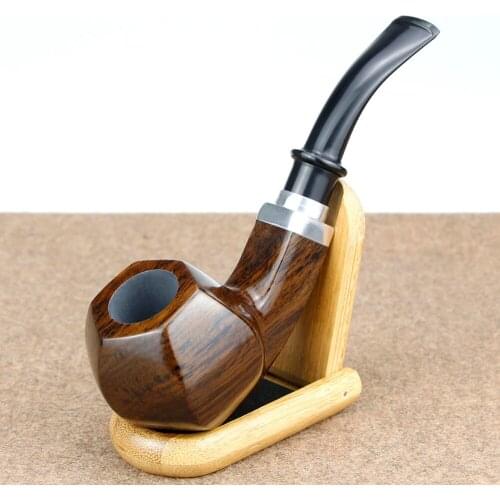 New Six Angles Tobacco Pipe free tools gift set Smoking Pipe 9mm Filter Ebony Wood Pipe Handmade Wooden Smoke Pipe Accessory