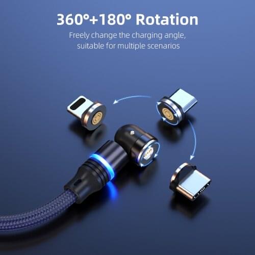 Magnetic Cable 1 M/2M Nylon braided magnetic Universal 3 in 1 Micro USB type C charger LIGHTNING