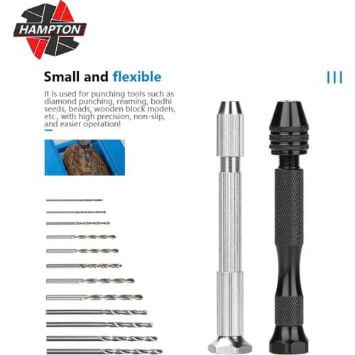 Mini Micro Aluminum Hand Drill With Keyless Chuck HSS Twist Drill Bit Hand Drill Manual Woodworking Drilling Rotary Tools