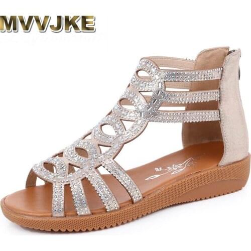 MVVJKE Sandals Women Sandalia Feminina 2020 Casual Flat Rome Summer Shoes Fashion Gladiator Sandals Women Sandalia Mujer