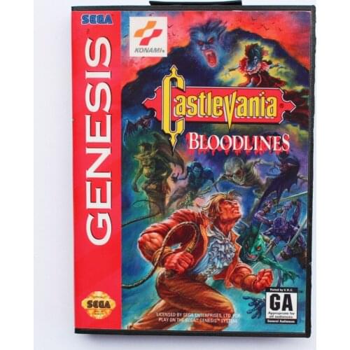 New Arrival Castlevania Bloodlines Game Cartridge 16 bit MD Game Card With Retail Box For Sega Mega Drive