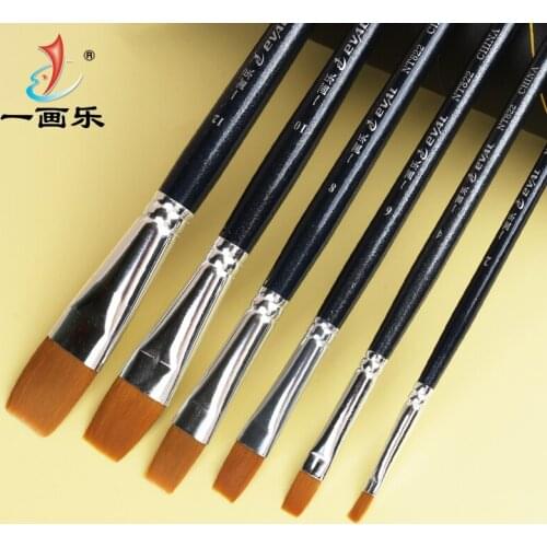 Professional Nylon Flat 6pcs Artists Brushes Acrylic Oil Paint Brush For Art Supplies Watercolor Set DIY Drawing Supplies