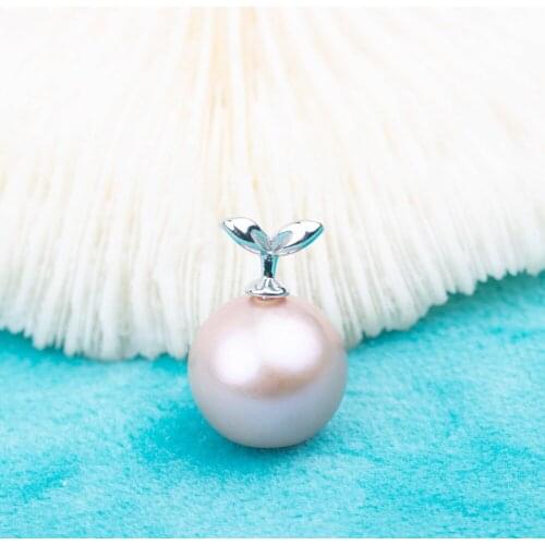 Pe030927 Vermeerjewelry Real 925 Sterling Silver Pendant For 9-11mm Round Bead Pearl or Stone Leaf Shape Without Chain