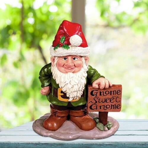 Resin Gnome with Hats Sculpture Dwarf Art Statue Landscape Lawn Figurine for Gift Outdoor Balcony Porch Yard Accessory Decor