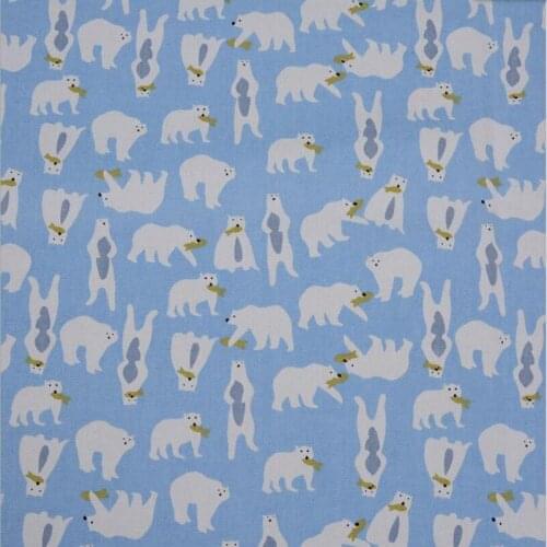 Polar bear eat fish print canvas fabric for sofa cushion bag tablecloth curtain dress decoration materials by the yard