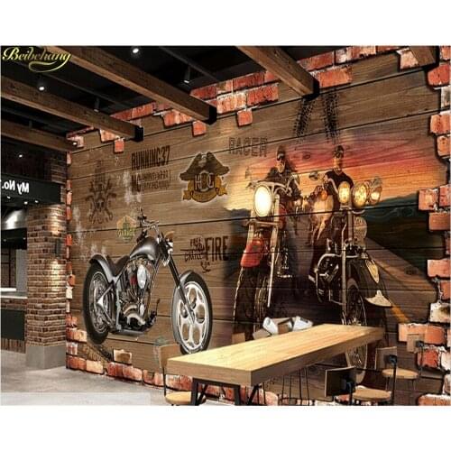Beibehang Custom photo wallpaper wall murals wall stickers retro motorbike nostalgic brick wall background decoration wall