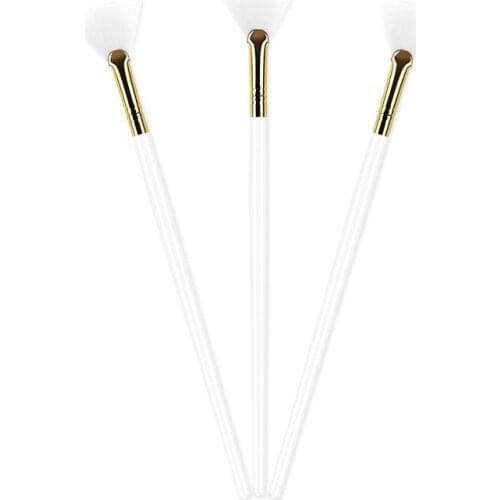 Practical Nylon Bristles Facial Brushes Fan Makeup Brushes Soft Portable Mask Brushes Cosmetic Tools for Women Ladies Girl White