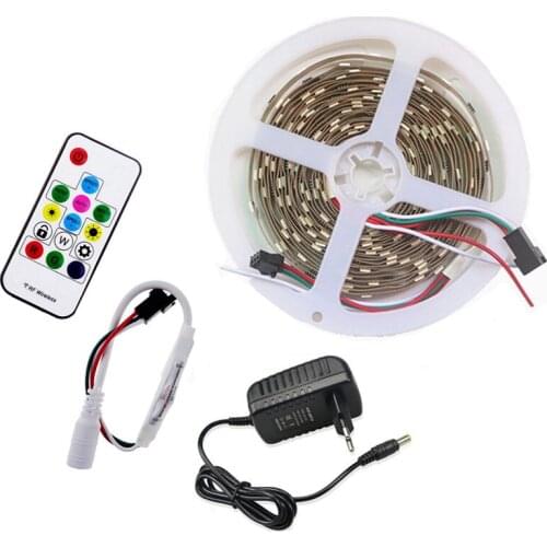 1M 2M 3M 4M 5M 30 leds/m Programmable Individual Addressable LED Strip Light External WS 2811 IC 5050 RGB LED Tape lamp DC 12V
