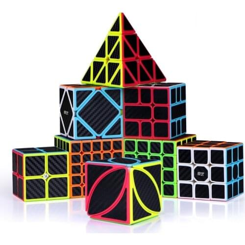 QIYI 2020 New Arrival 11 kinds Cube Carbon Fiber Sticker Speed Magic Cubes Puzzle Toy Children Kids Gift Toy Adult