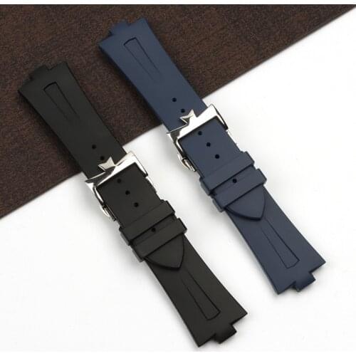 25x9mm Soft Fluoro Rubber Watch Band for Vacheron Constantin Overseas VC47660 Strap 42mm Watches Accessories Butterfly Buckle