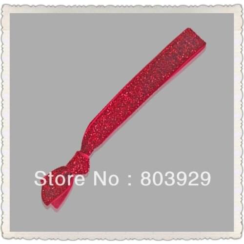 5/8" Elastic Red Glitter Ribbon Hair Ties