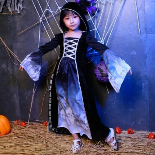 SHICAI Skeleton Magic princess costume Christmas party dress up props Halloween Fancy cosplay Dress child costume Free Shipping
