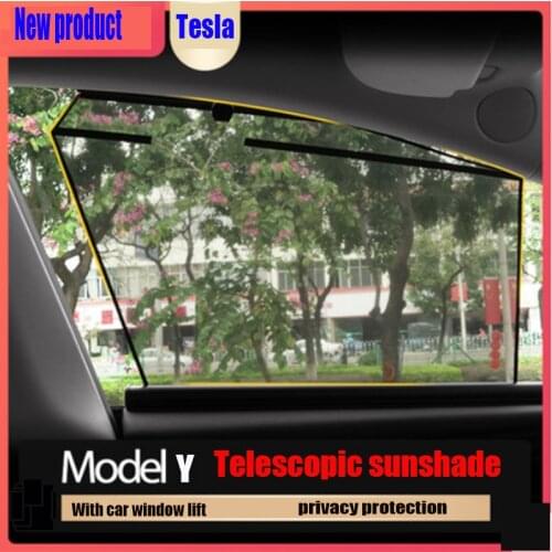 For 2021 Tesla Model Y side window sunshade automatic retractable heat insulation sunscreen mesh modification accessories