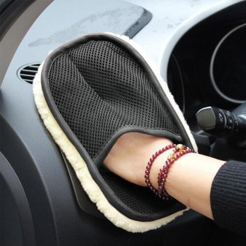 Car Styling Wool Soft Car Washing Gloves Cleaning Brush Motorcycle Washer Products Car Wash Cleaning Tool Glove Care A5H3