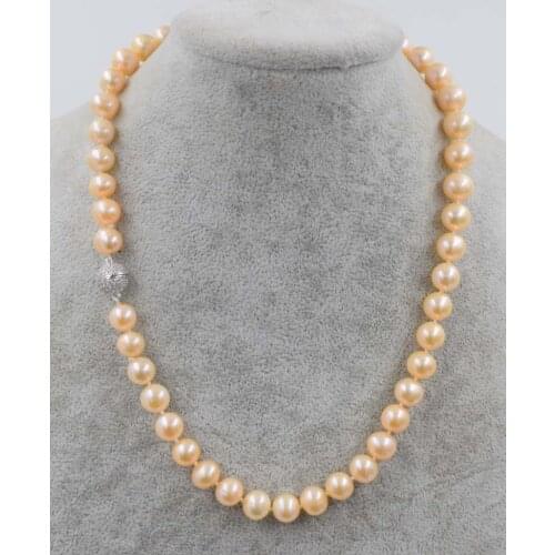 Wow! one set freshwater pearl necklace bracelet near round AA 9-10mm pink purple 18" nature FPPJ wholesale beads