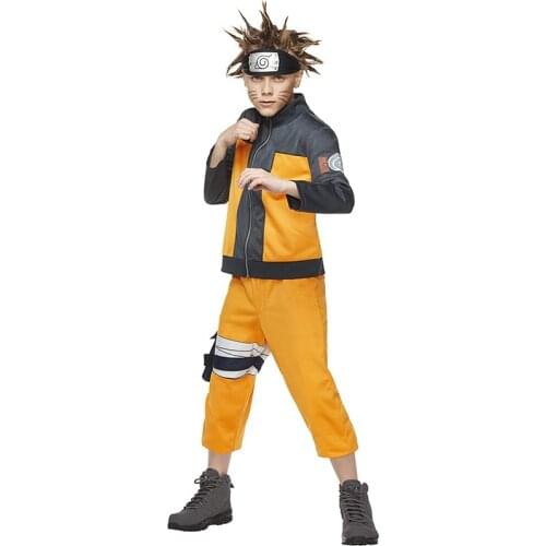 Japanese Anime Cosplay Uzumaki Costume For Kids Orange Jacket Halloween Costumes