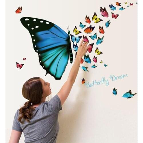 1Pcs DIY 3D Multicolor Butterfly Wall Stickers Kids Baby Rooms Kitchen Home Decoration Free Glue Home Decoration Accessories