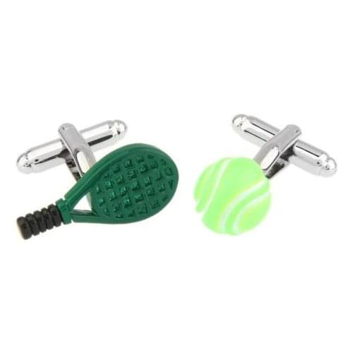 10pairs/lot Sport Tennis Ball&Racket Cufflinks Enamel Cuff Links Shirt Cuff Button Mens Jewelry Accessory Party Gift Wholesale