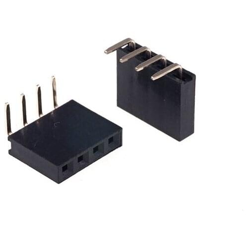 10pcs 1x4 P 4 Pin 2.54 Pin Female Pin Header Right Angle Single row Through Hole Insulator height 8.50mm Rohs