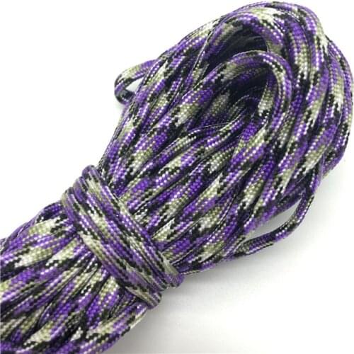 10yds Paracord 550 Parachute Cord Lanyard Rope Mil Spec Type III 7 Strand Climbing Camping Survival Equipment Purple+Black+white