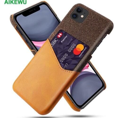 11 Pro Shockproof Case for iPhone 11 Pro Max Business Fabric +Leather Card Holder Fitted Cover