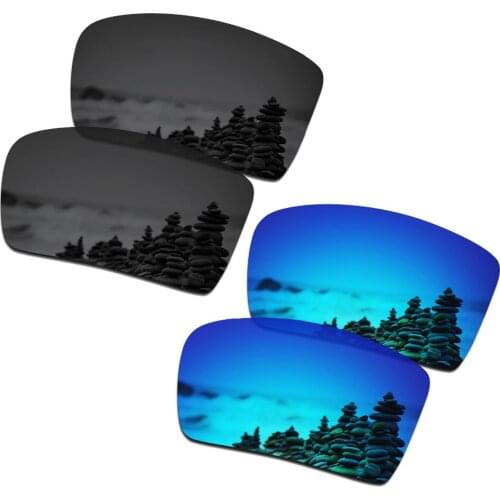 SmartVLT 2 Pairs Polarized Sunglasses Replacement Lenses for Oakley Eyepatch 2 Stealth Black and Ice Blue