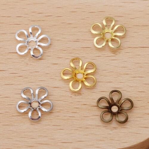 200 Pieces/Lot 9 mm Copper Filigree Flower End Beads Caps Connectors Charms Jewelry Finding