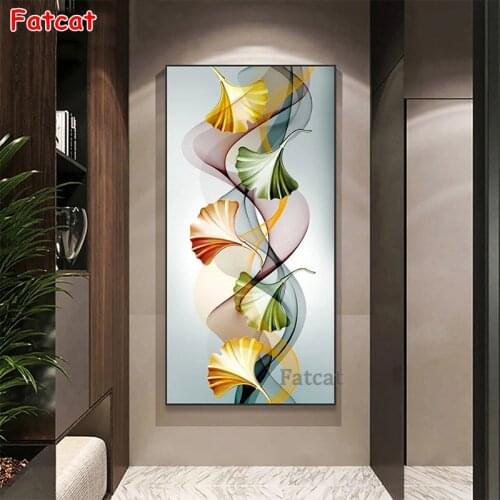 3d diamond embroidery Abstract art, colorful leaves Diy full diamond painting stitch cross mosaic picture rhinestones art PP1692