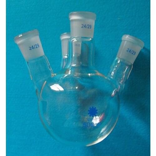 4-necks,500ml,Glass Round bottom flask,24/29 Ground Joints,Four necks,Boiling Bottle