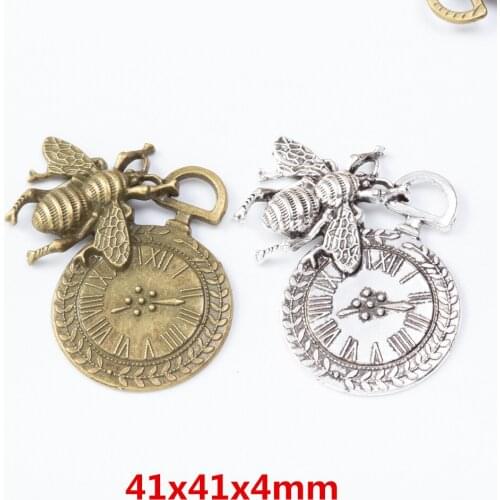 4pcs Charms Bee dial Bronze Pendant Accessories DIY Vintage Choker Handmade Jewelry findings 7662