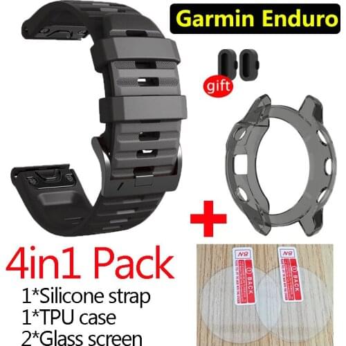 4in1 Watchband For Garmin Enduro strap Silicone Band Watch Wristband bracelet for Enduro glass screen protector case cover