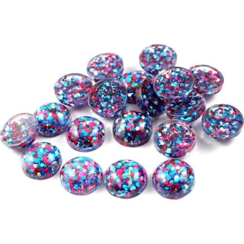 40pcs 12mm New Fashion Peacock blue and Pink and White Mix color Flat Back Resin Cabochons Cameo G3-31