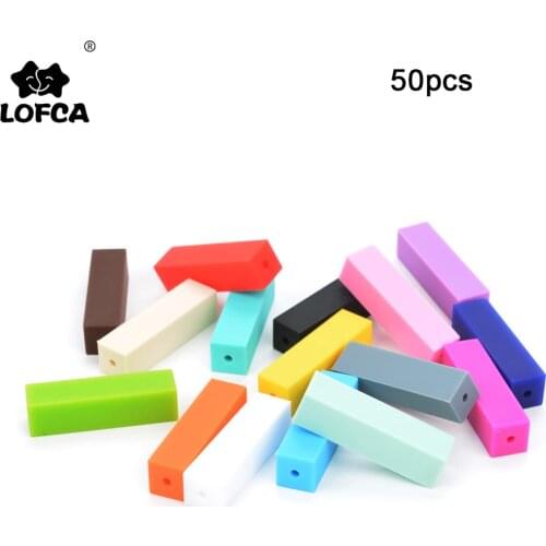 LOFCA 50pcs Cuboid Silicon Beads For Silicone Teething Necklace BPA Free Food Grade Silicone Beads For Baby Chew Toy For Teether