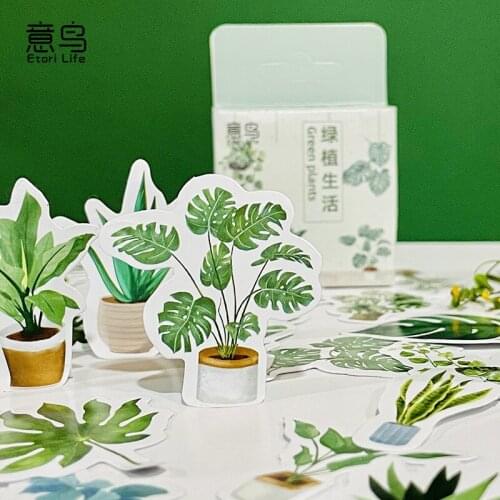 46 Pcs Plants Scrapbook Stickers Diy Decoration Paper Potted Plant Stickers For Kid Diy Art Crafts Album Planners Laptop