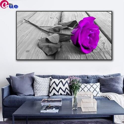 Large Full Square/Round Drill 5D DIY Diamond Painting "Flower Purple Rose" 3D Diamond Embroidery Cross Stitch Home Decor Gift