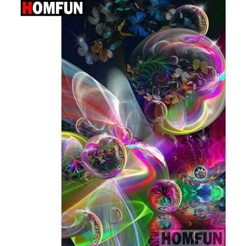 HOMFUN Full Square/Round Drill 5D DIY Diamond Painting "Butterfly bubble" 3D Embroidery Cross Stitch 5D Home Decor A15974