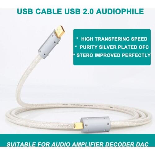 Preffair High Quality OFC with Silver Plated USB Cable USB 2.0 Audio Cable Audiophile DAC Decoder Printer Data Line