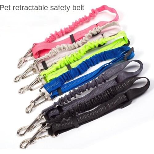 Pet car supplies elastic buffer seat belt dog car seat belt car with reflective traction rope dog collar accessories