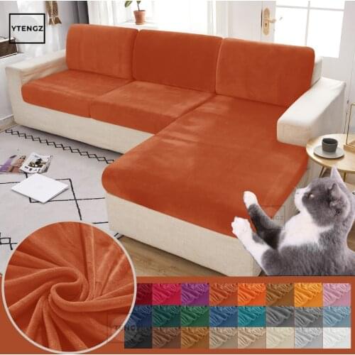 Velvet Elastic Seat Cushion Cover Stretch Sofa Covers for Living Room Furniture Protector Sofa Slipcover Couch Cover Removable