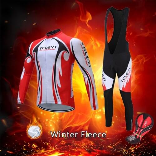 Free Shipping Mens Winter Thermal Fleece Cycling Jersey Set 2021 Bicycle Clothes BIB Suit Male Road Bike Clothing MTB Kit Dress