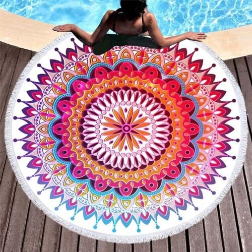 Free shipping Gift Ethnic BOHO Mandala Circles Flower Peacock Feather Geometric Fringed Large Swim Pool Bath beach towel Blanket